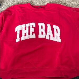 The Bar Red Crewneck Sweater with White Accents